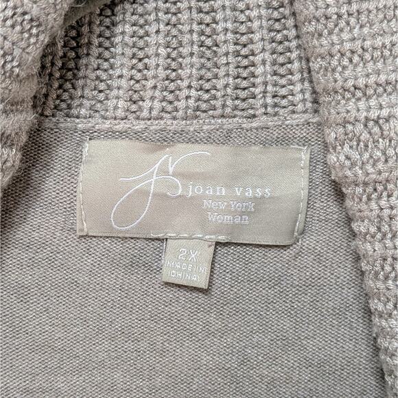 Joan Vass Sand Beige Open Wear Cardigan Women’s Size 2X Lightweight Knit - Picture 6 of 13